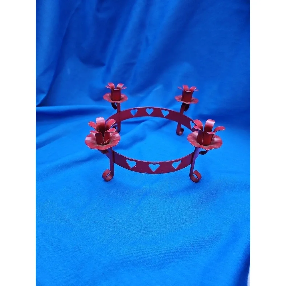 Vintage Taper Candle Holder Primitive Cottagecore Romantic Ring‎ Centerpiece